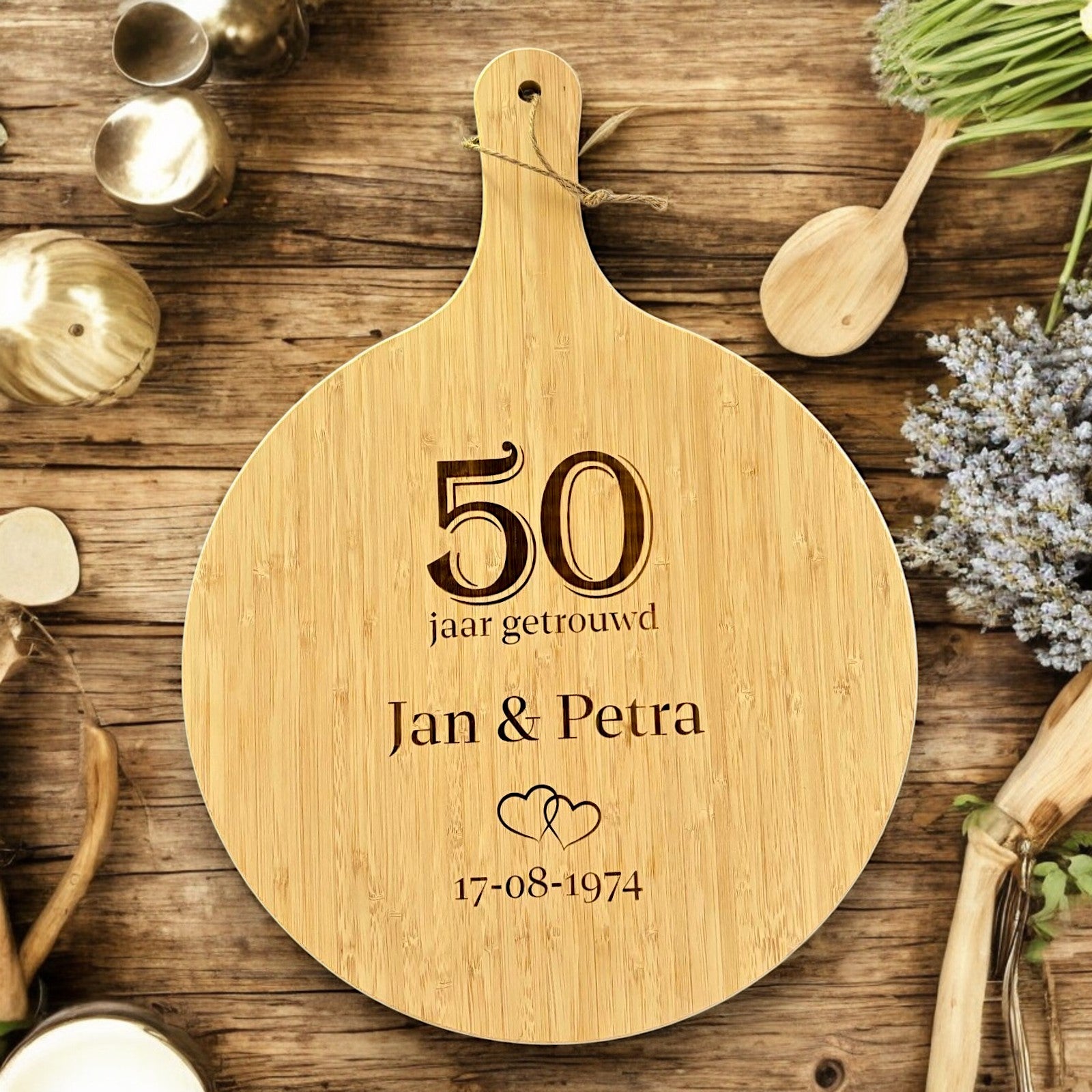 XL Borrelplank Bruiloft (met jaartal)