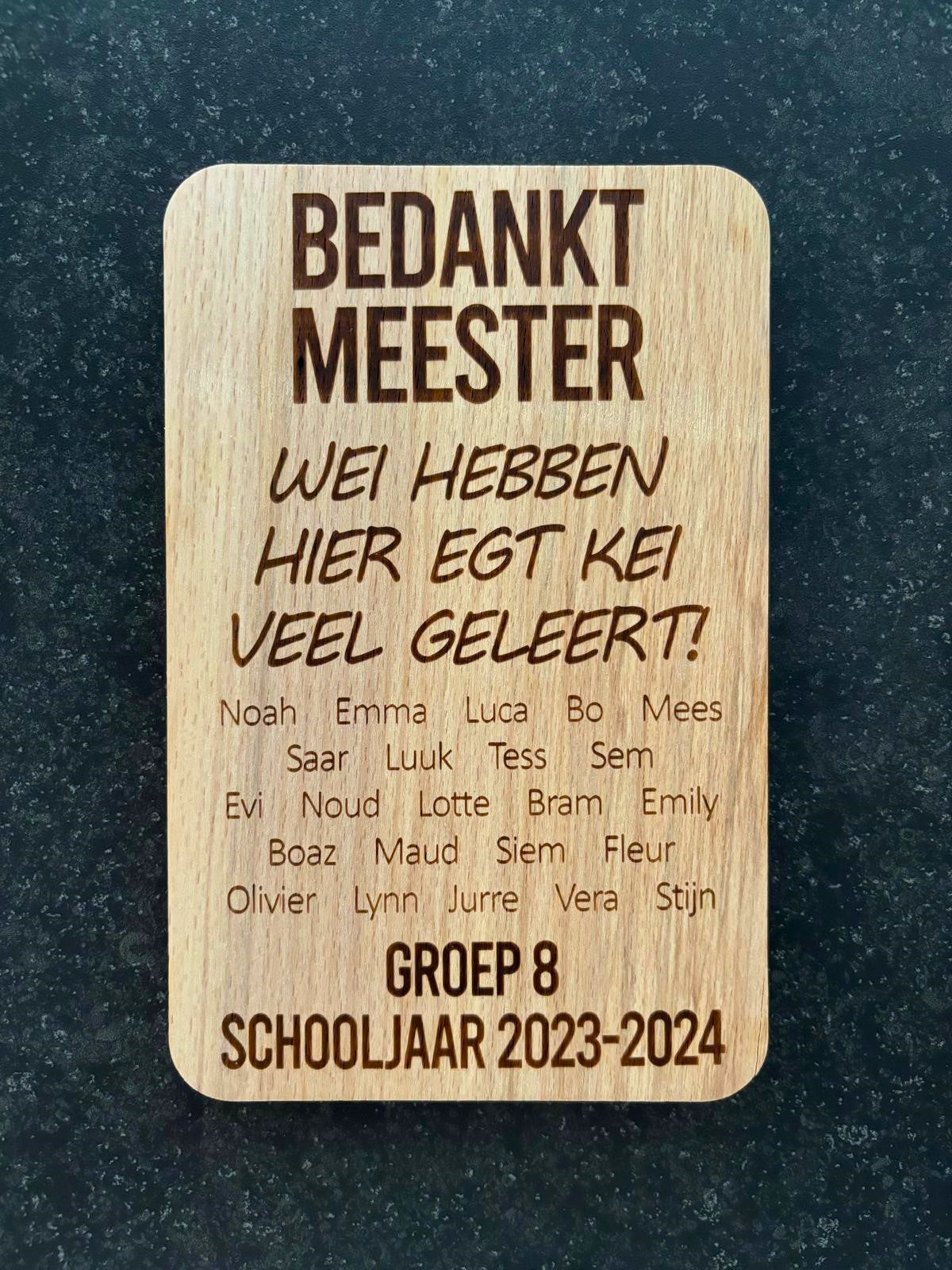 Bedankt Meester (gepersonaliseerd met alle namen)