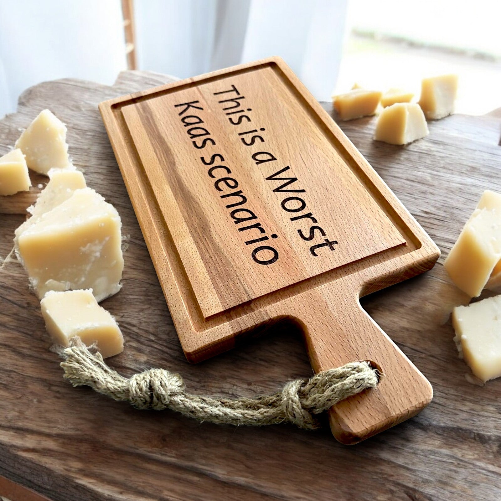 Borrelplank Beukenhout (eigen tekst)
